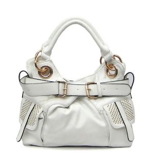 Vieta Handbag White Studded Bag